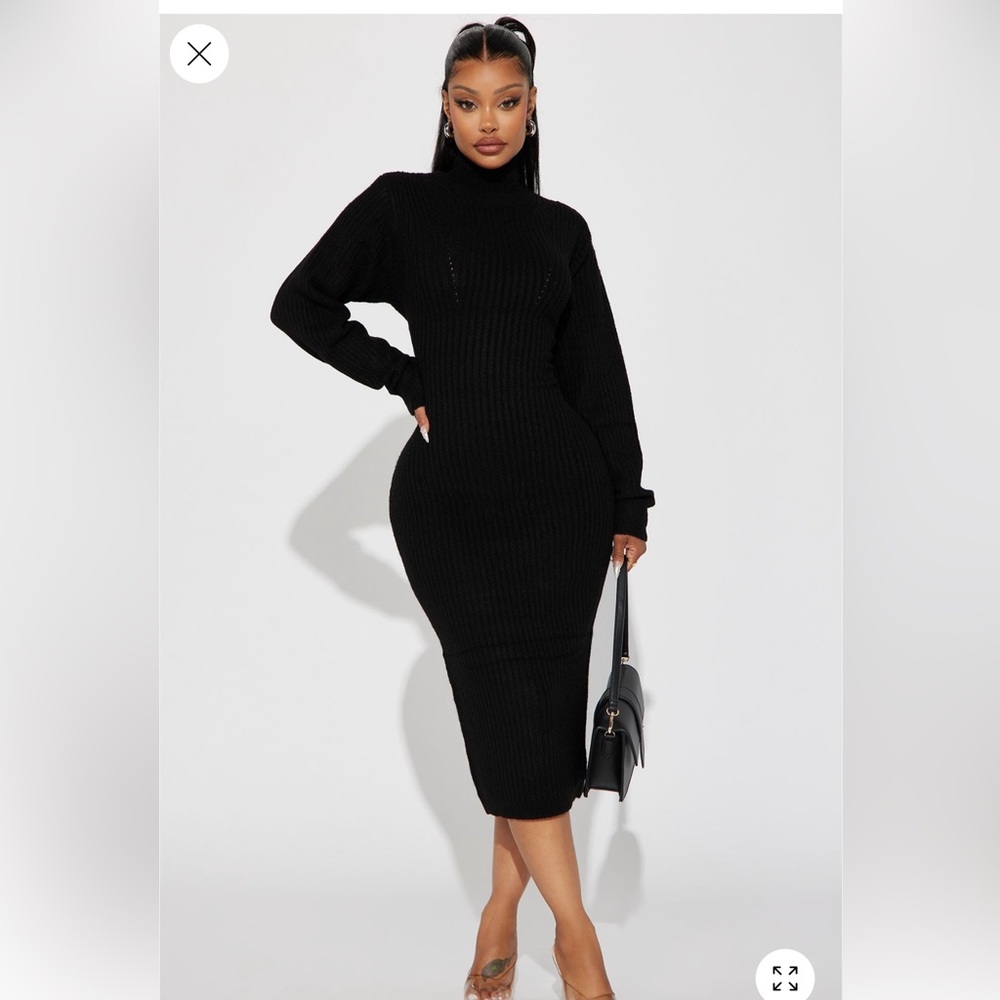Fashion Nova Sweater Ribbed Midi Dress
